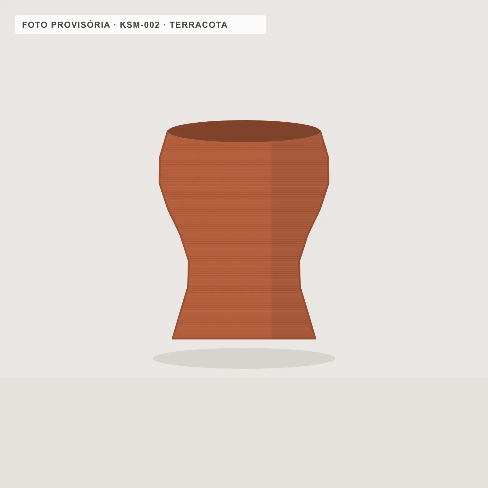 Vaso Ondulação em terracota, vista de três quartos